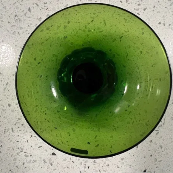 1960s ASEDA SWEDEN Green Glass Sherbet Dessert Footed Dish Mid Century Crystal - Picture 5 of 8